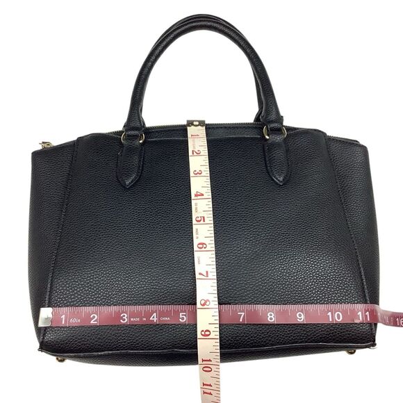 Nine West Josie Black Satchel Handbag Purse Pebble Vegan Leather Modern Classic - Picture 7 of 16